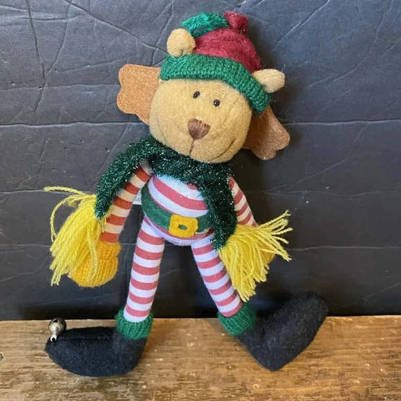 VTG Y2K 8” Reindeer Christmas Plush Holiday Decor Movable Posable Stuffed Animal - Picture 1 of 6